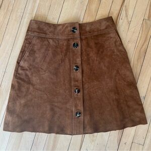massimo dutti 100% leather suede mini skirt || brown